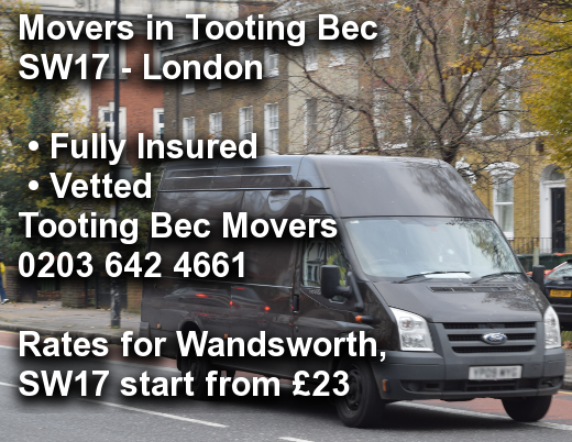 Movers in Tooting Bec SW17, Wandsworth